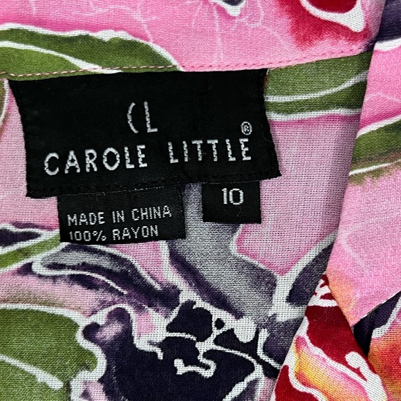 Carole Little vintage pink floral tropical lightweight blouse fits 4/6, XS - Picture 4 of 12